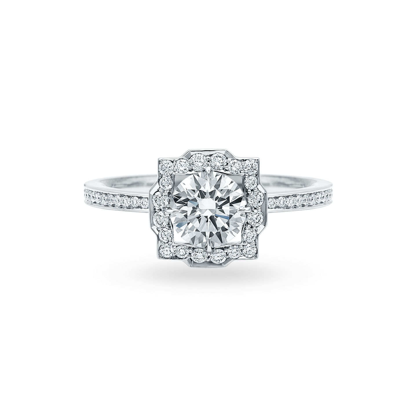 Belle Round Brilliant Diamond Micropave Engagement Ring, Product Image 1