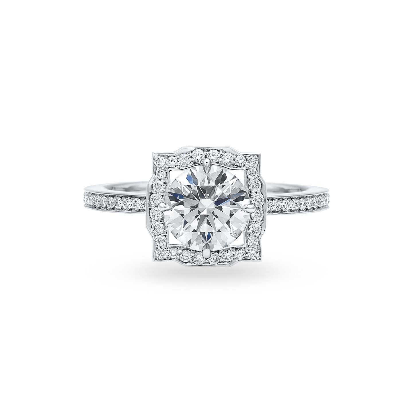 Belle Round Brilliant Diamond Micropave Engagement Ring, Product Image 1