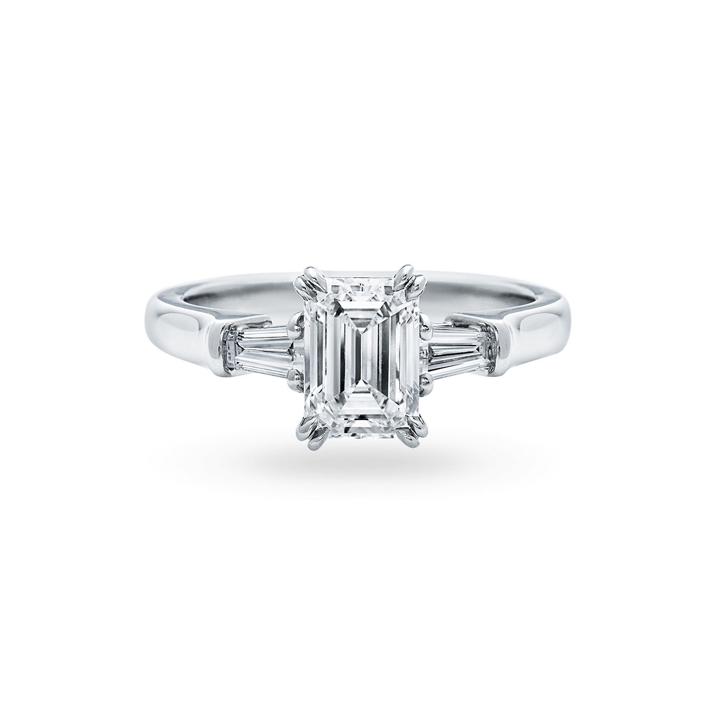 Classic Winston Emerald-Cut Engagement Ring with Tapered Baguette Side Stones, Product Image 1