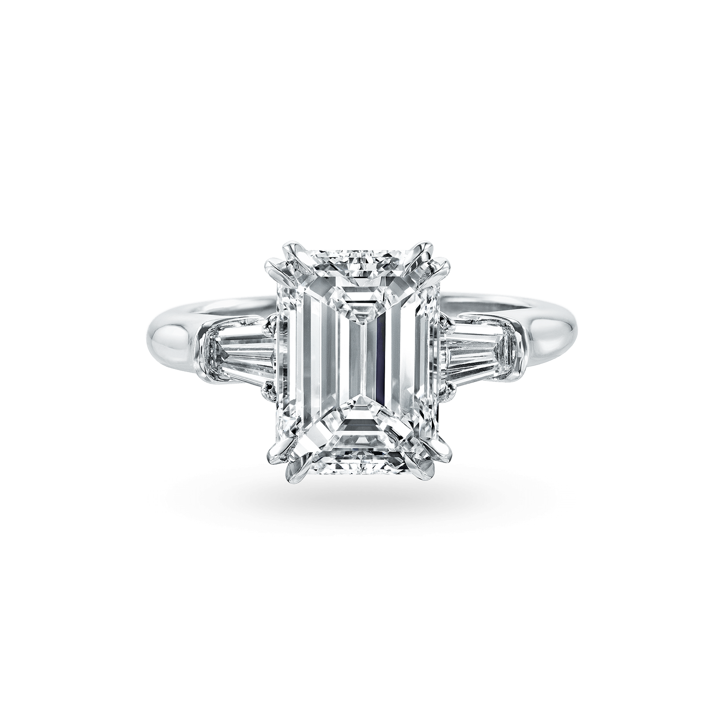 Classic Winston Emerald-Cut Engagement Ring with Tapered Baguette Side Stones, Product Image 1