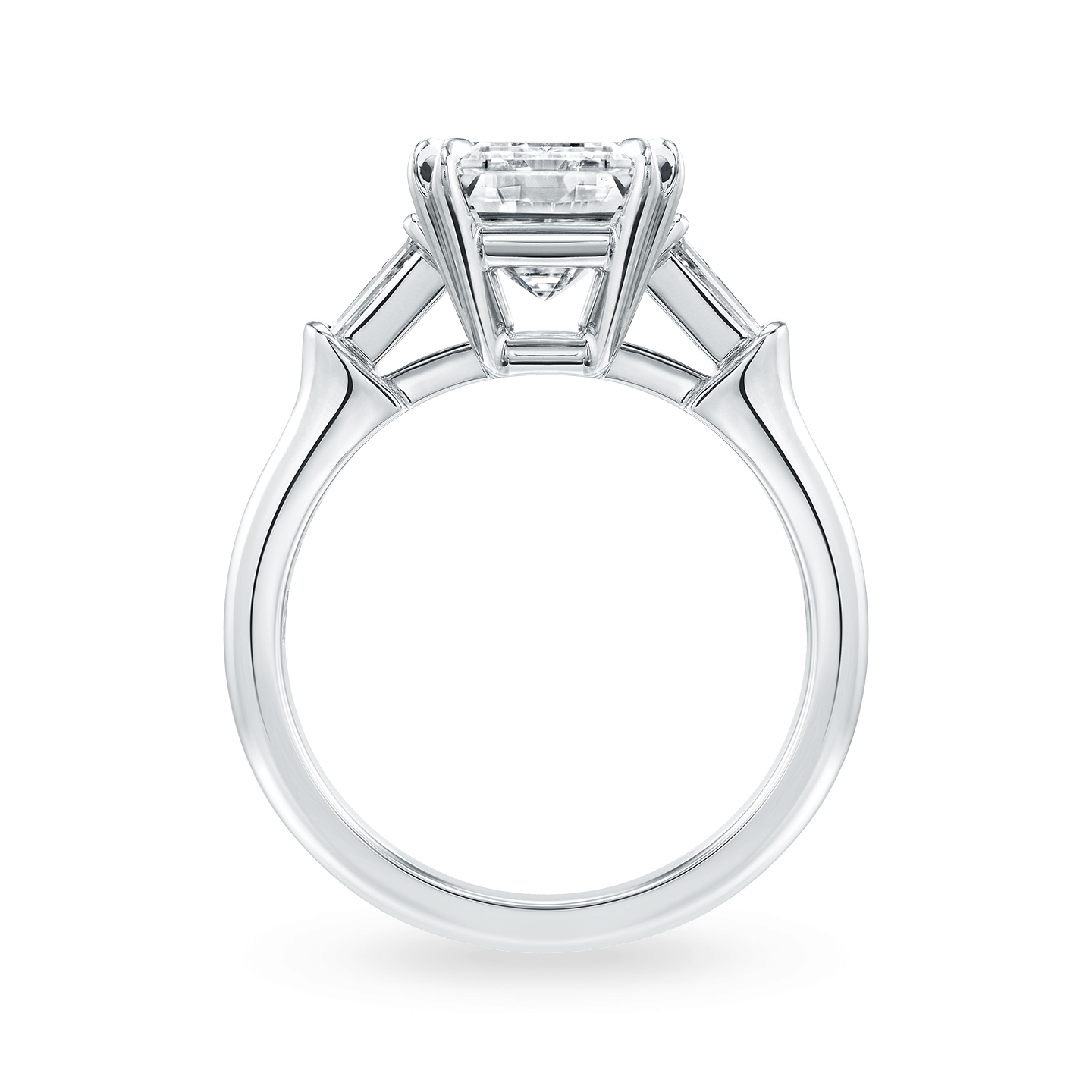 Classic Winston Emerald-Cut Engagement Ring with Tapered Baguette Side Stones, Product Image 2