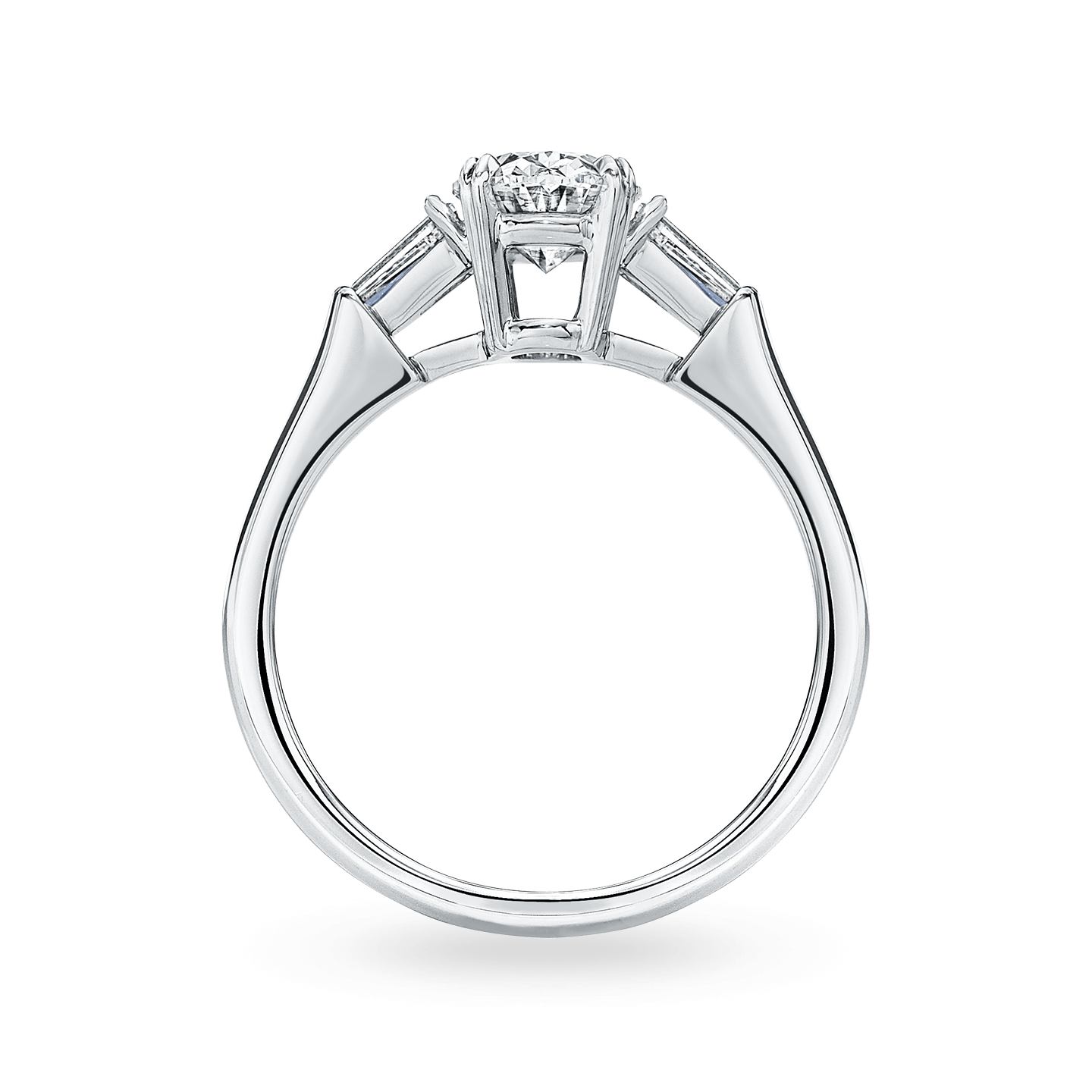 Classic Winston Oval-Shaped Engagement Ring with Tapered Baguette Side Stones, Product Image 2