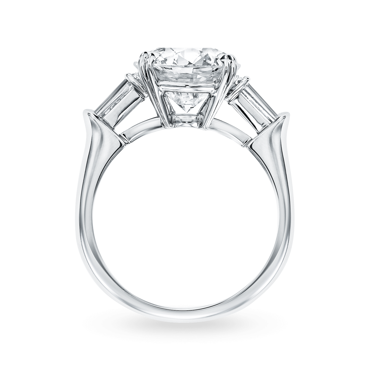 Classic Winston Round Brilliant Engagement Ring with Tapered Baguette Side Stones, Product Image 2