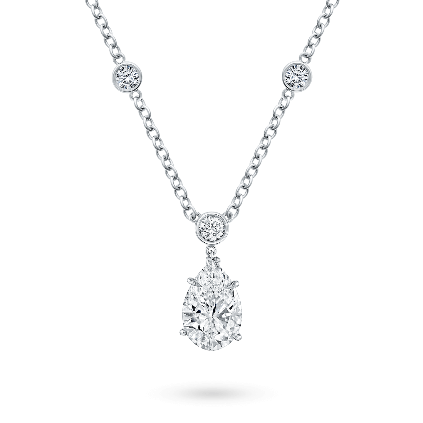 Pear-Shaped Diamond Pendant on a Rondelle Chain, Product Image 1