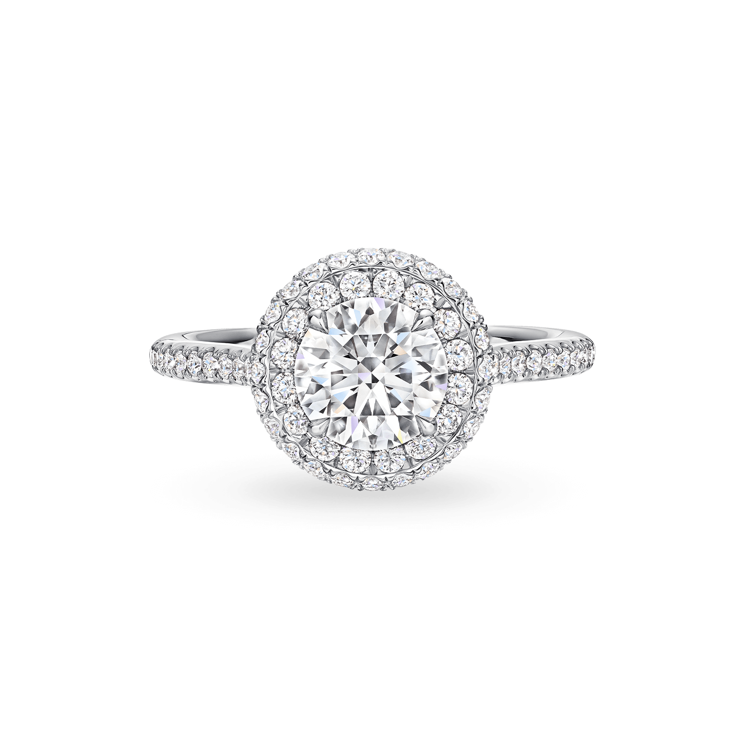 The One Double Halo Micropave Diamond Engagement Ring, Product Image 1