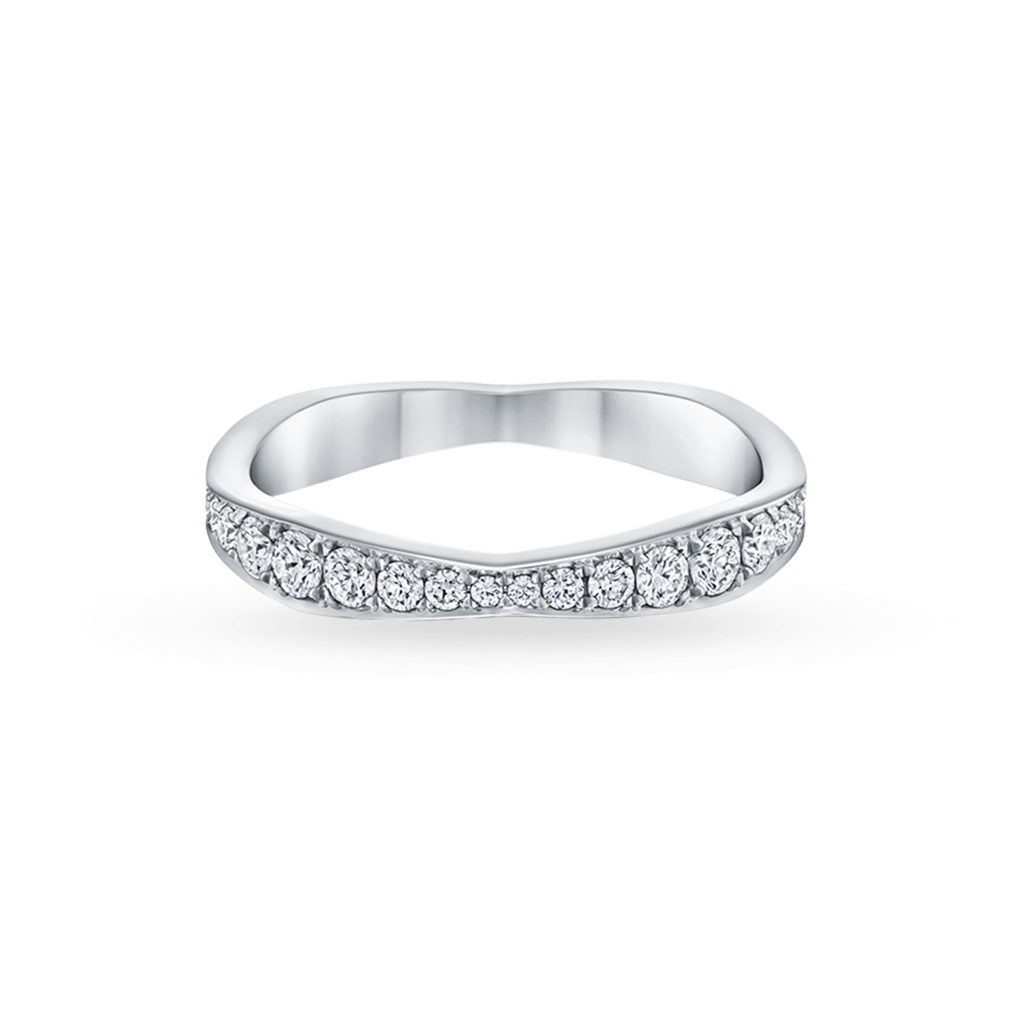 Wave Diamond Wedding Band with Pavé, Product Image 2